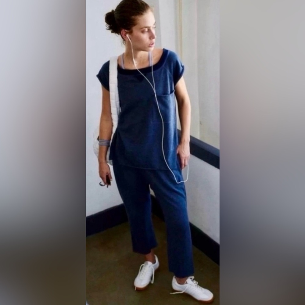 FP Movement Heather Blue One To Beat Cropped Set SP Lounge Travel Free People